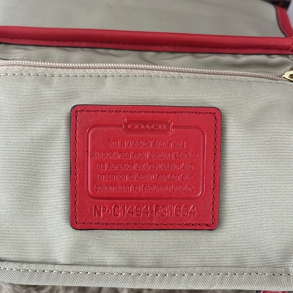 Coach Red Hadley Pebble Leather Flap Crossbody Shoulder Bag - Picture 5 of 10